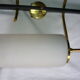 Black and gold metal sconces, Arlus house opalin lenses from the 1950s