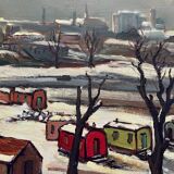 HST painting Denis Reissant "Outskirts of the city" Salon des Indépendants 1975