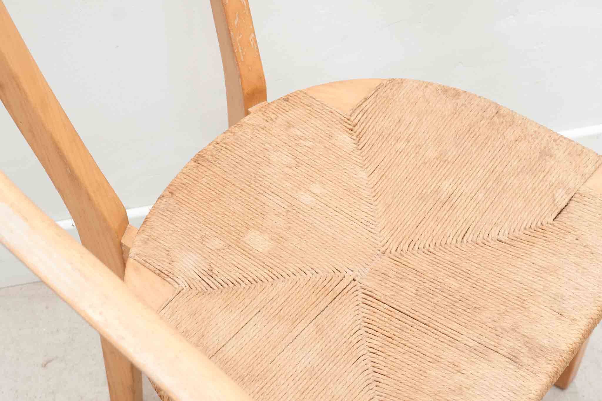 Set of 4 Scandinavian straw chairs