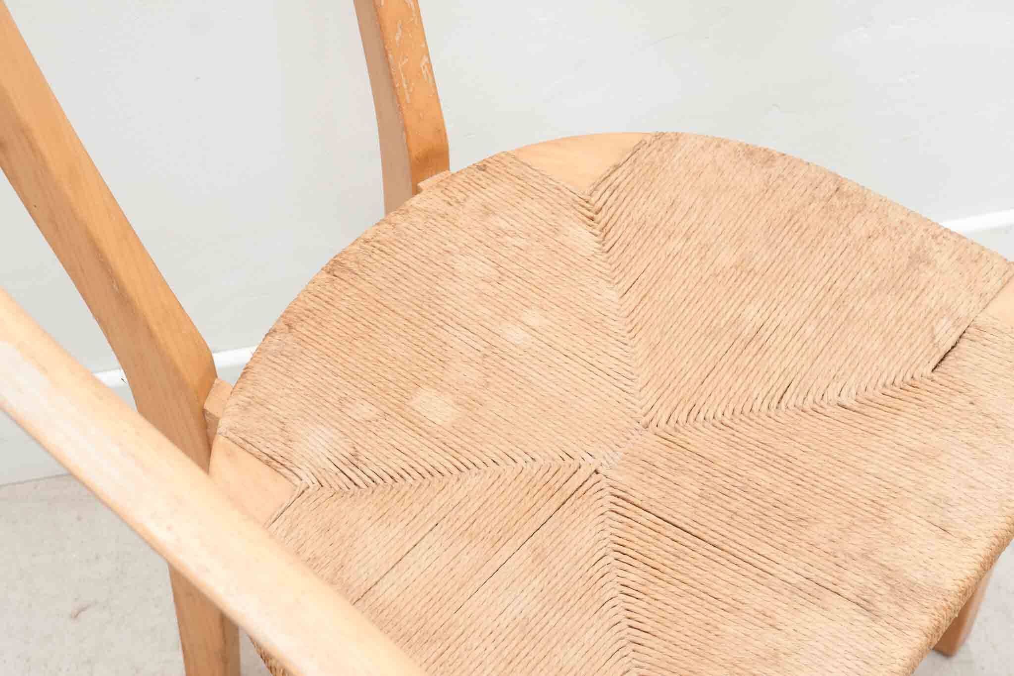 Set of 4 Scandinavian straw chairs