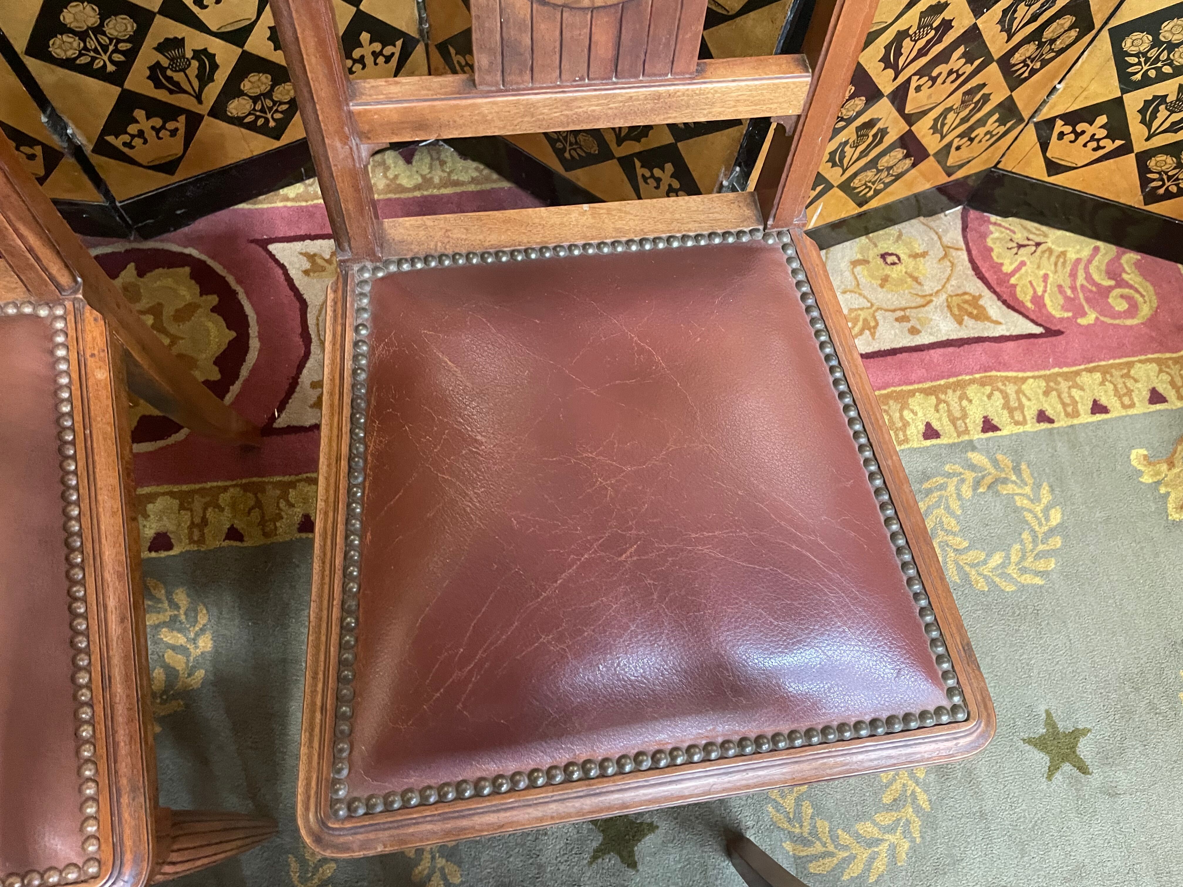 6 Art Deco period chairs in mahogany and leather
