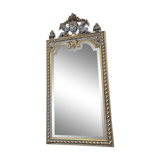 mirror in gray and gold patinated wood with loves