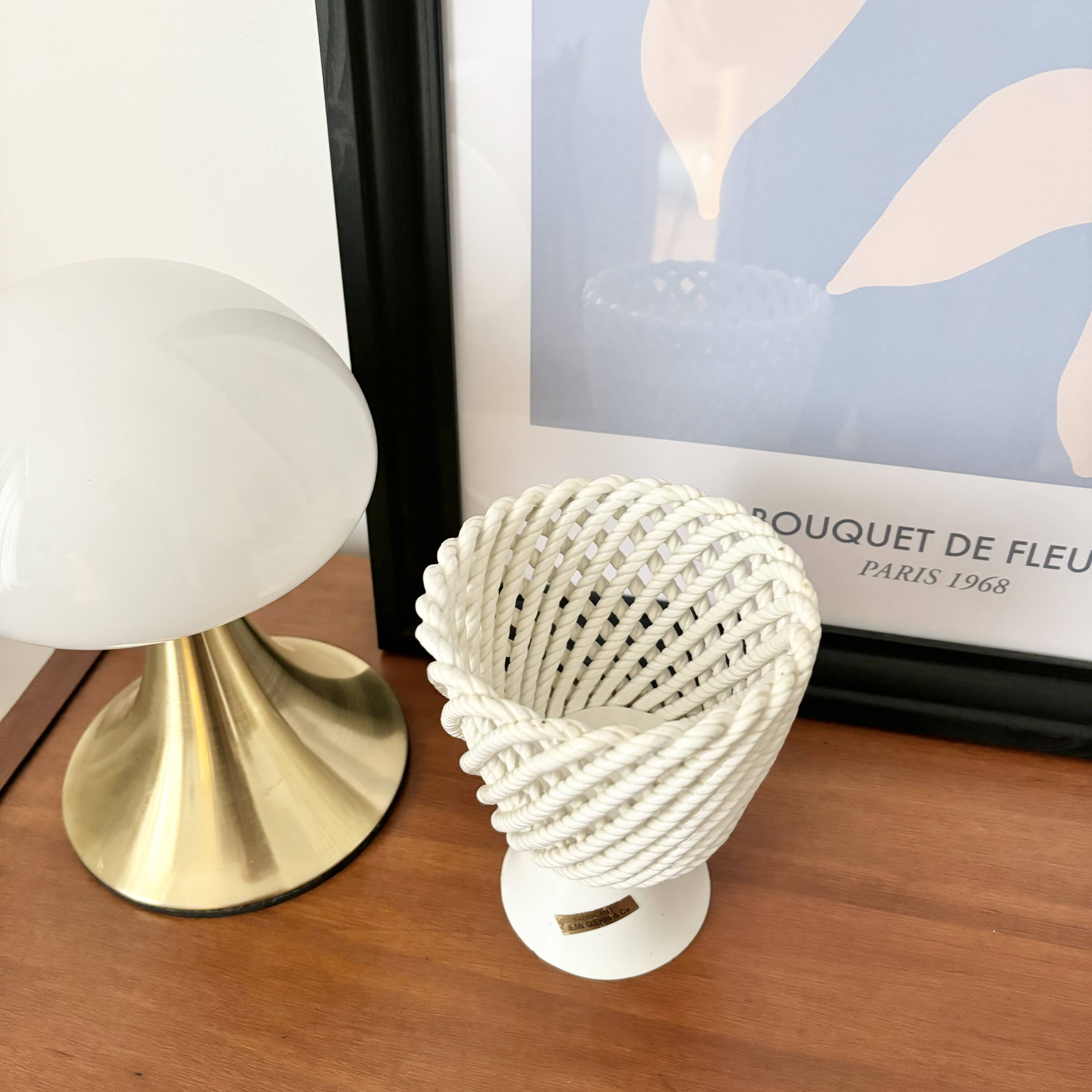 Vintage ceramic openwork vase & cache pot