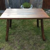 Brutalist vintage table in solid oak