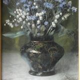 Tableau  bouquet de fleurs signé Théodore Coquelin fin XIXème