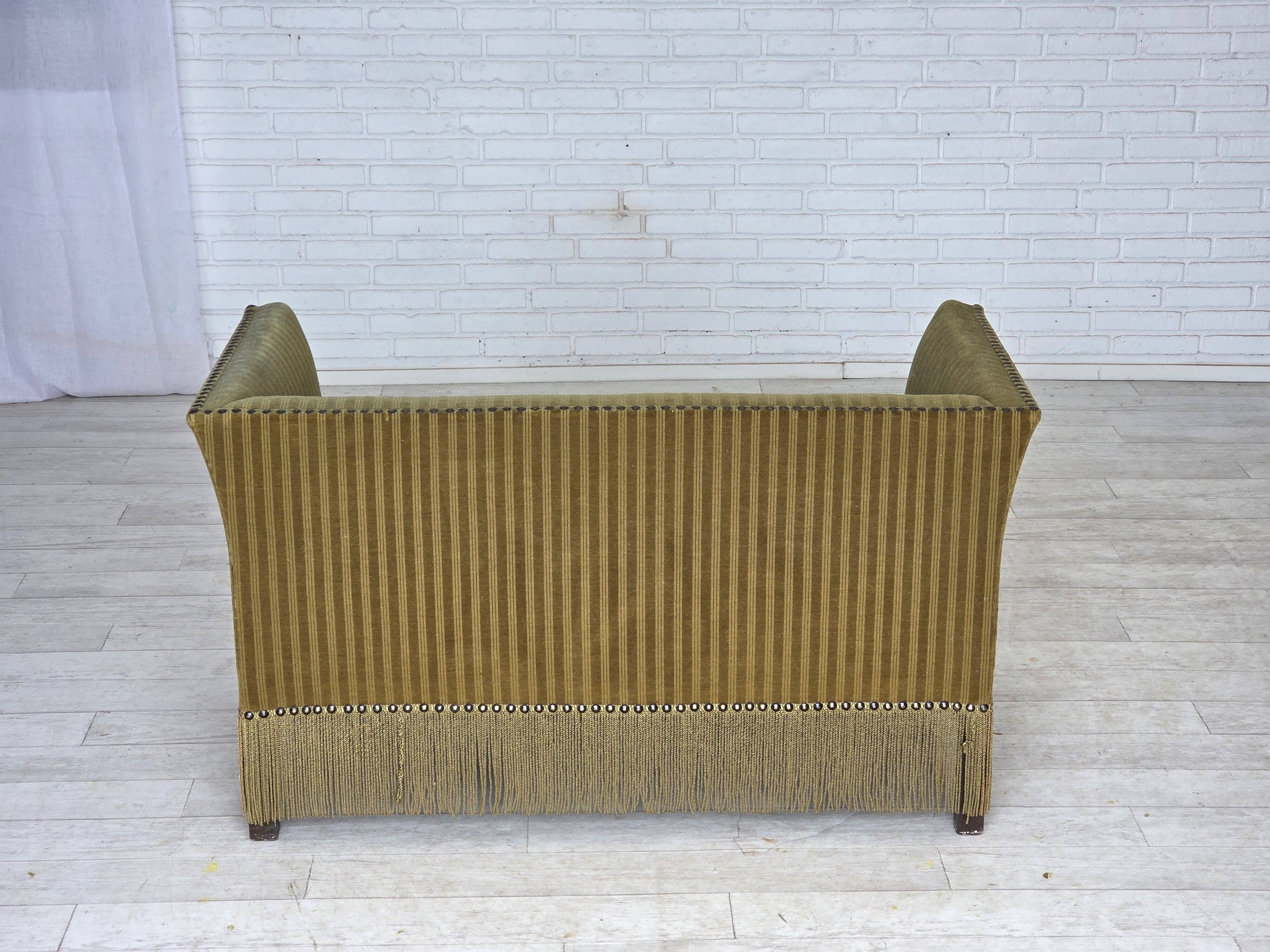 1970s, Danish 2-seater sofa, original green furniture velour.
