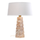 Geometric pyramid shaped travertine-onyx table lamp