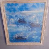Oil painting on canvas signed abstract ep 1960