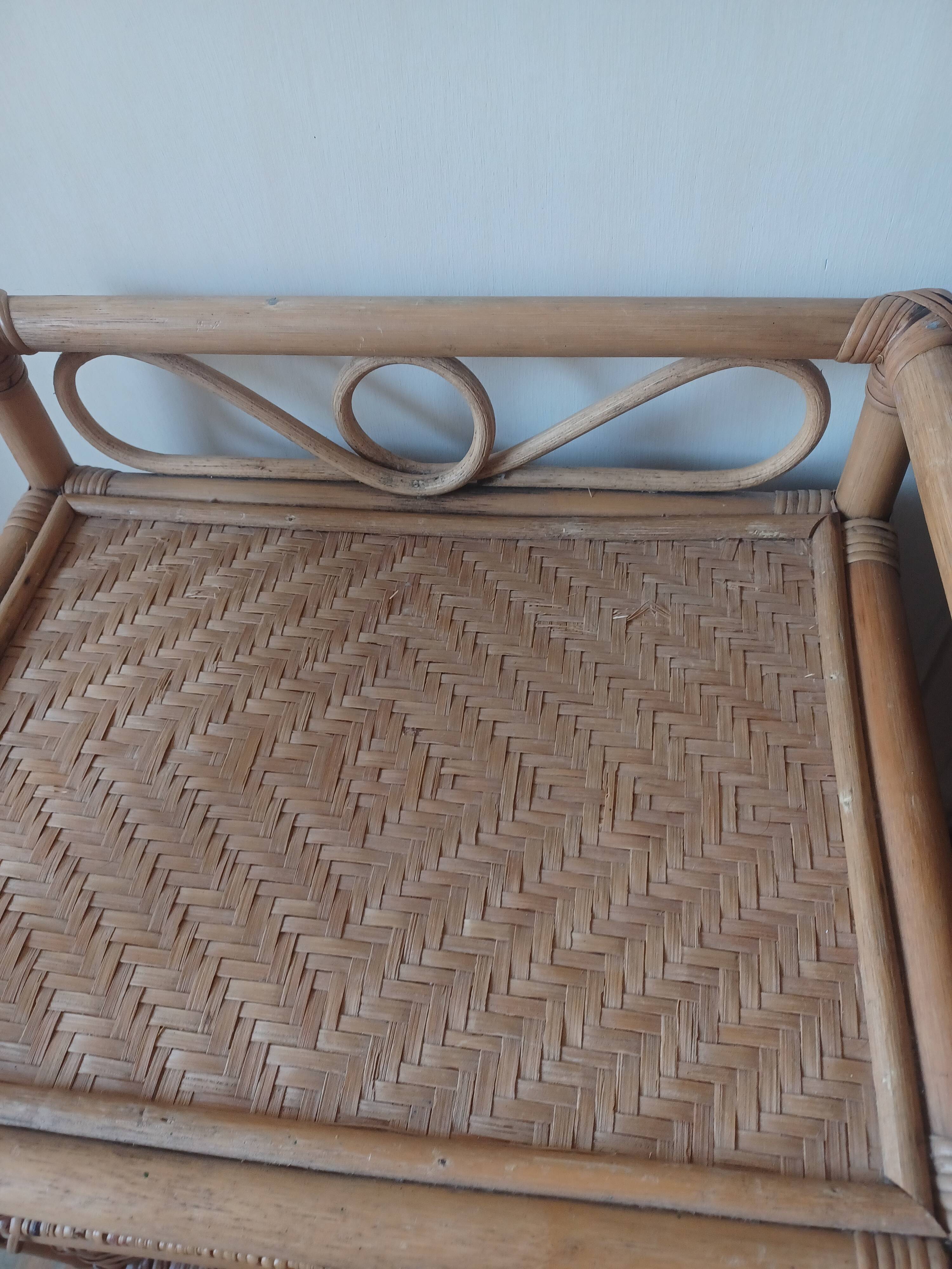 Lot de 2 commodes 3 tiroirs en rotin vintage