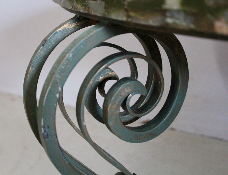 Marble and Forged Iron Low Table - 1950