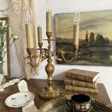 Chandelier lamp with 4 lights in gilded bronze.