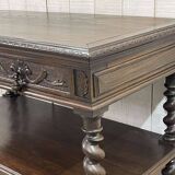 Henry II late 19th century oak serving trolley - top opens into a dresser