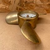 Ancienne hélice laiton avec pendule horloge murale nautique vintage