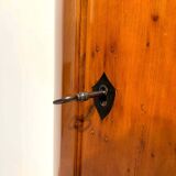 Biedermeier Demilune Half Cabinet in Cherrywood and Brass, France, 1810s