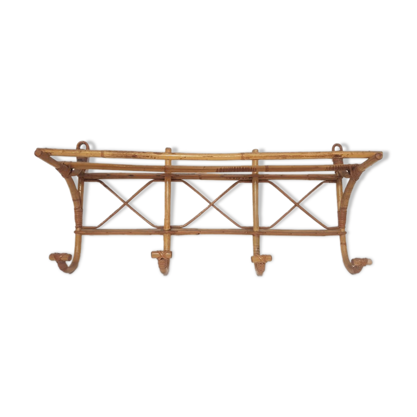 Rattan coat rack 60s