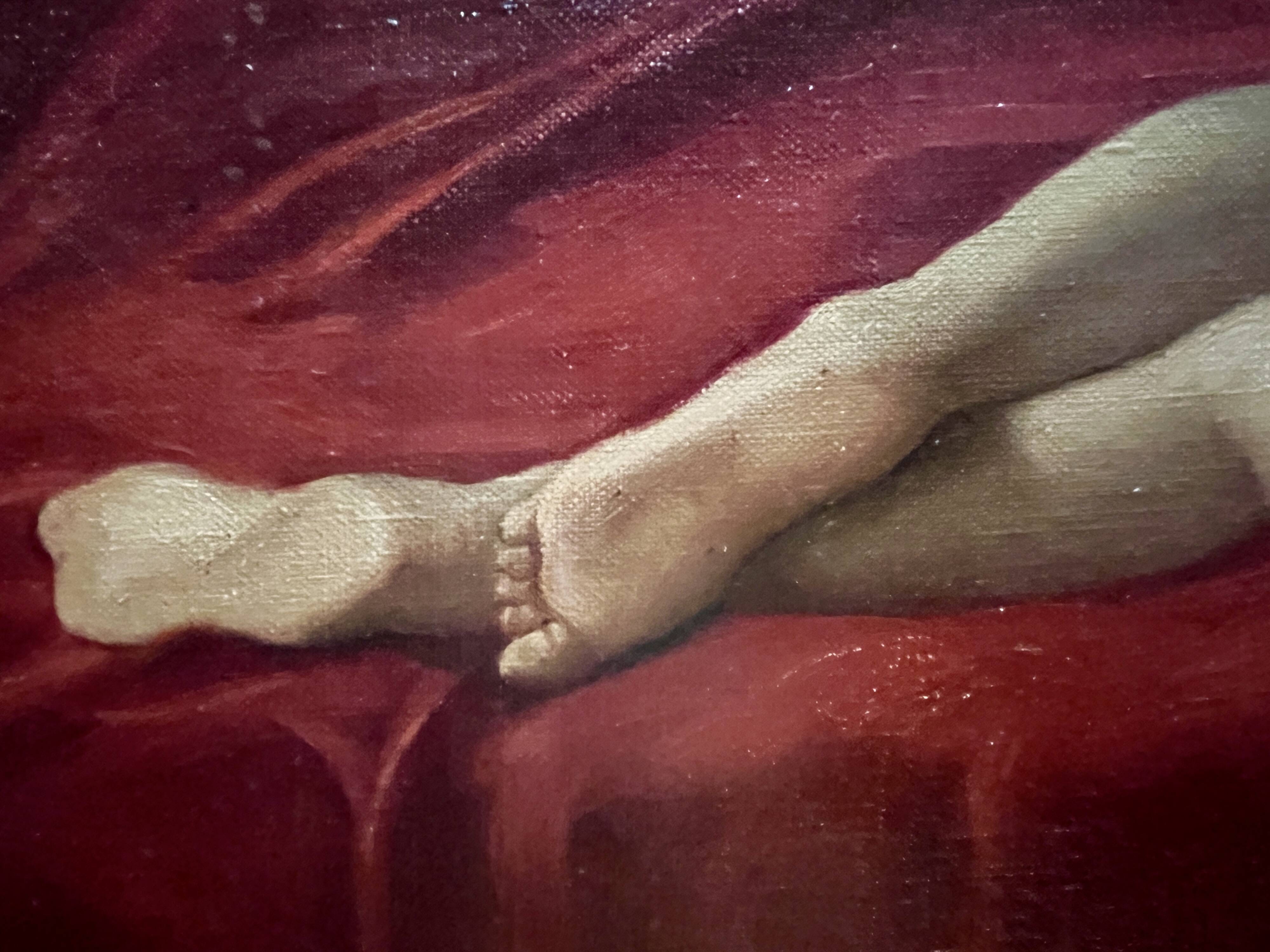 Oil on canvas female nude signed frame 20th century