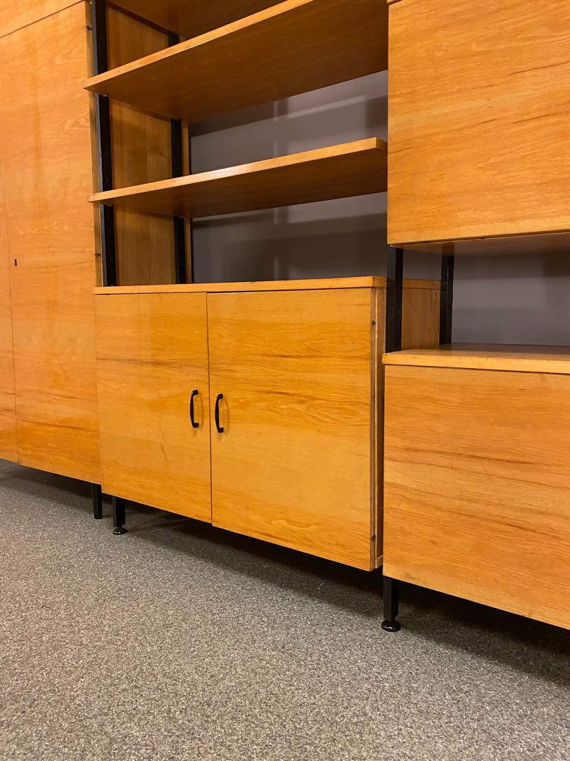 Modular bookcase with vintage wardrobe 60