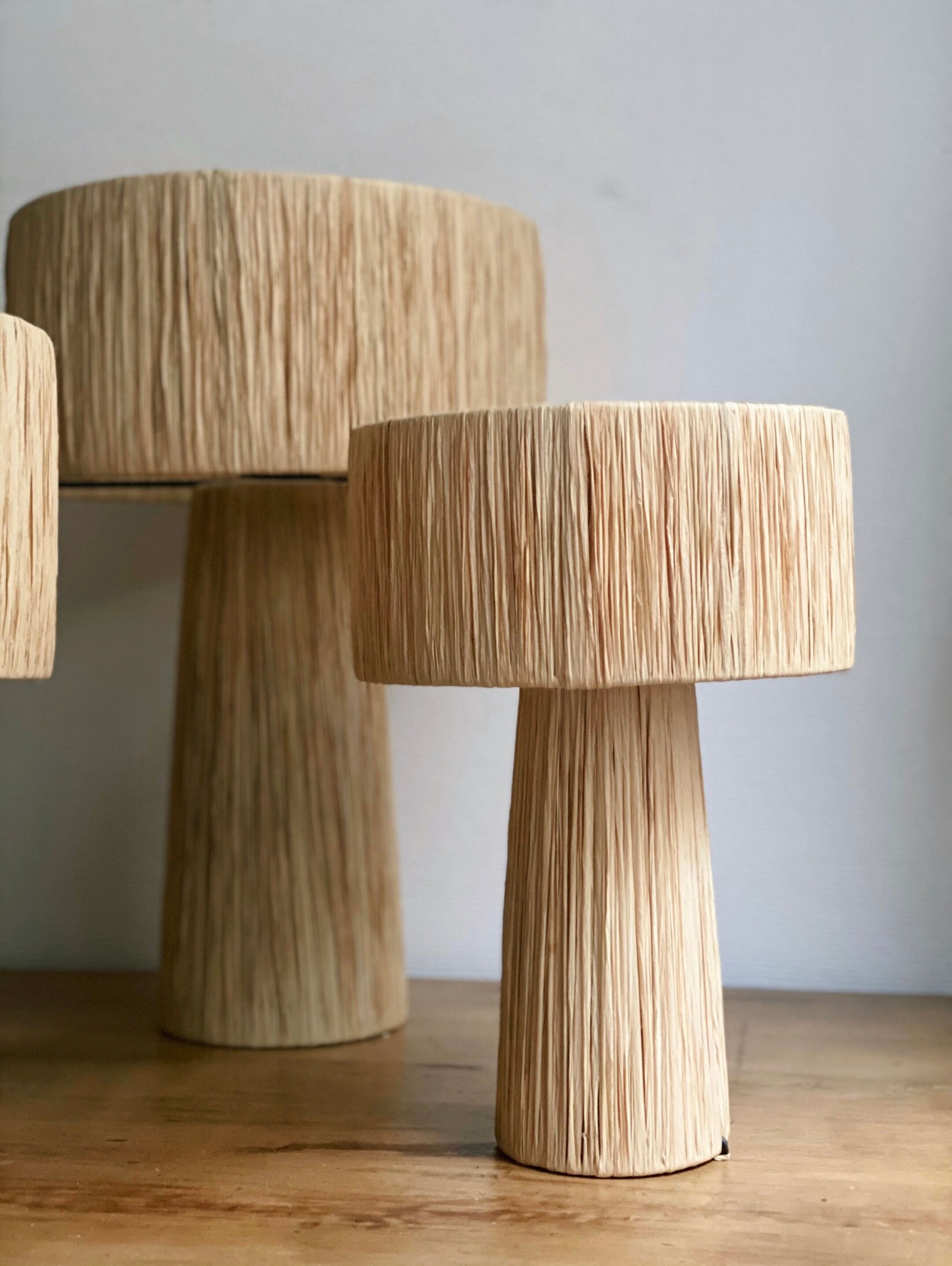 Minimalist raffia-sized bedside lamp