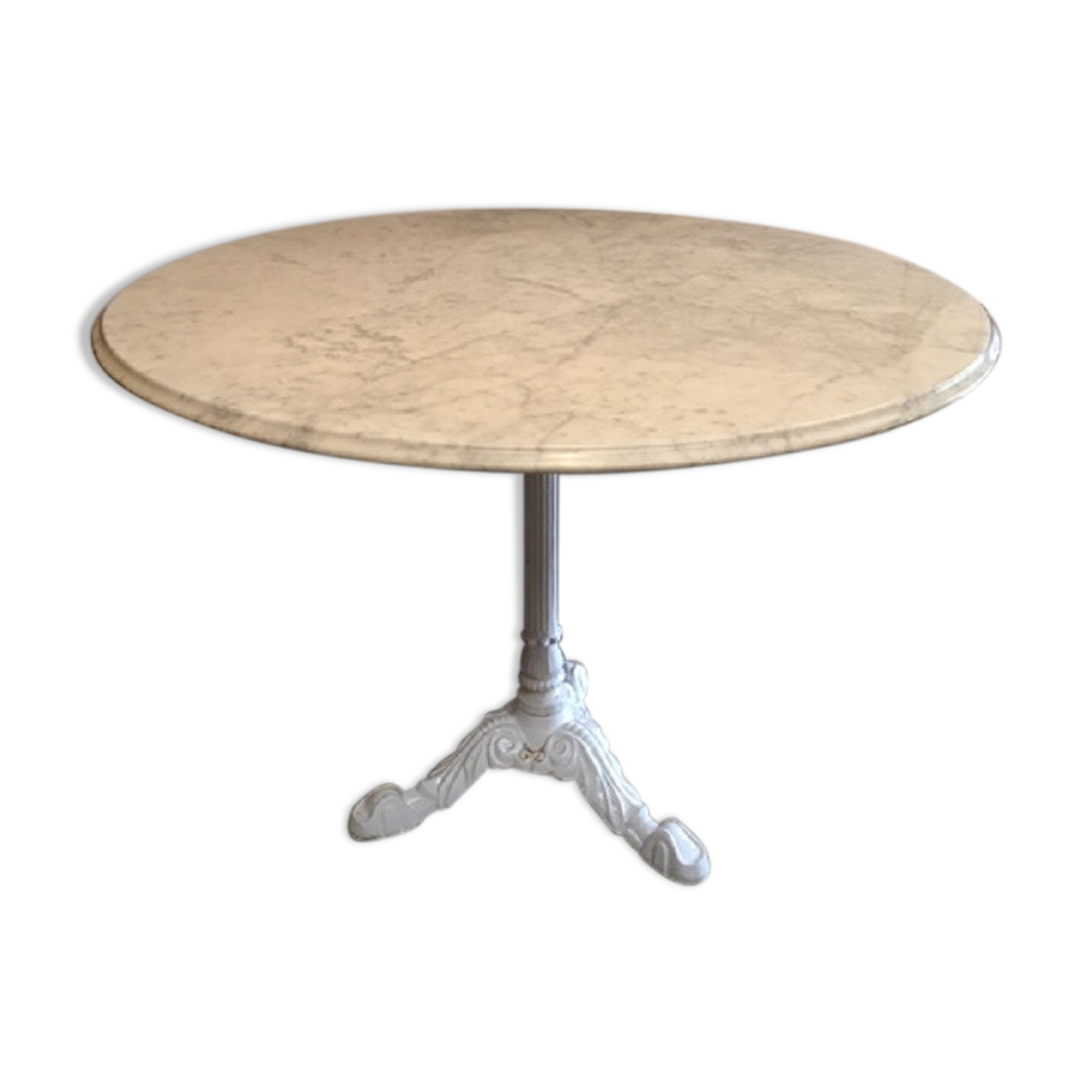 Old round table cast-iron central feet and marble tray 1960