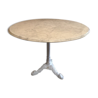 Old round table cast-iron central feet and marble tray 1960
