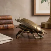 Brass Beetle Ashtray, Hinged Insect Figurine with Lift Up Wing Case