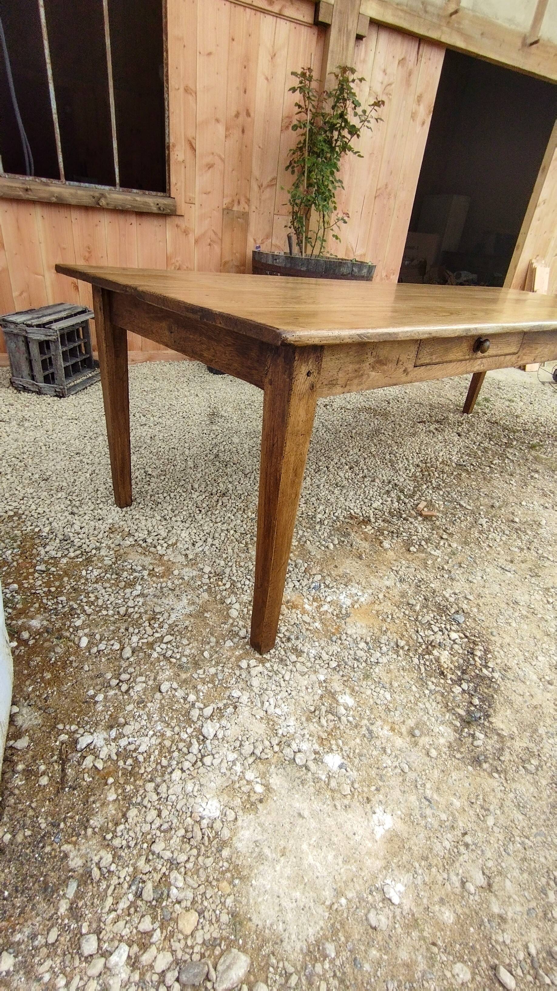 Large solid oak farmhouse table with two drawers 260 cm x 100 cm