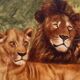 Oil on canvas "Couple of felines" by Dominique PROTTI-BARAIZE