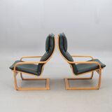 Noboru Nakamura for IKEA — “Points” Armchairs (Pair) — Birch & Leather