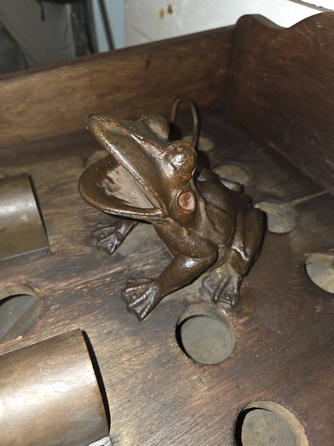 Vintage wooden bistro frog game