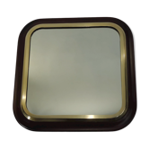 Miroir carré acajou et laiton vintage 60x60cm