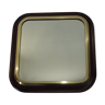 Square mirror mahogany and brass / vintage 60x60cm