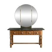 Dressing table with marble and its triptych mirror - Art Deco period