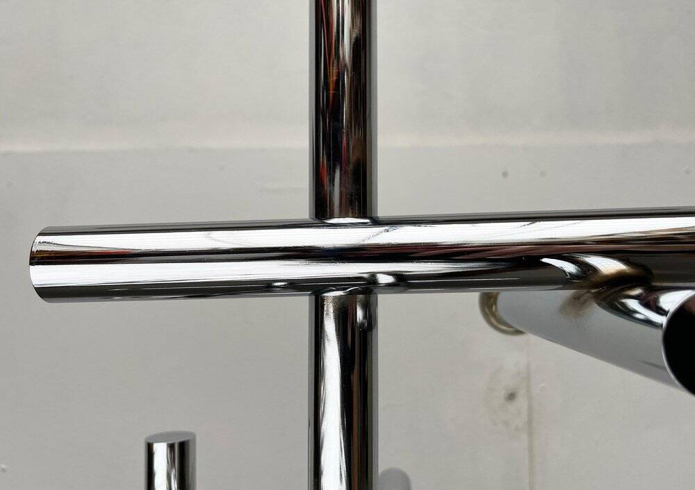 Minimalist chrome ceiling lamp from the mid-century space age by Temde, Switzerland, 1960s.