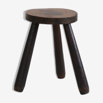 Brutalist wooden tabouret