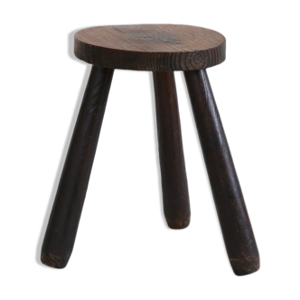 Brutalist wooden tabouret
