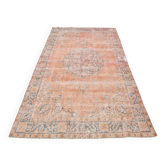 5'0 x 8'7 Ft Terracotta & Faded Blue Floral Vintage Persian Rug, 153x261 Cm