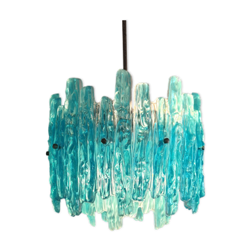 Turquoise lucite vintage pendant lamp, 1970's