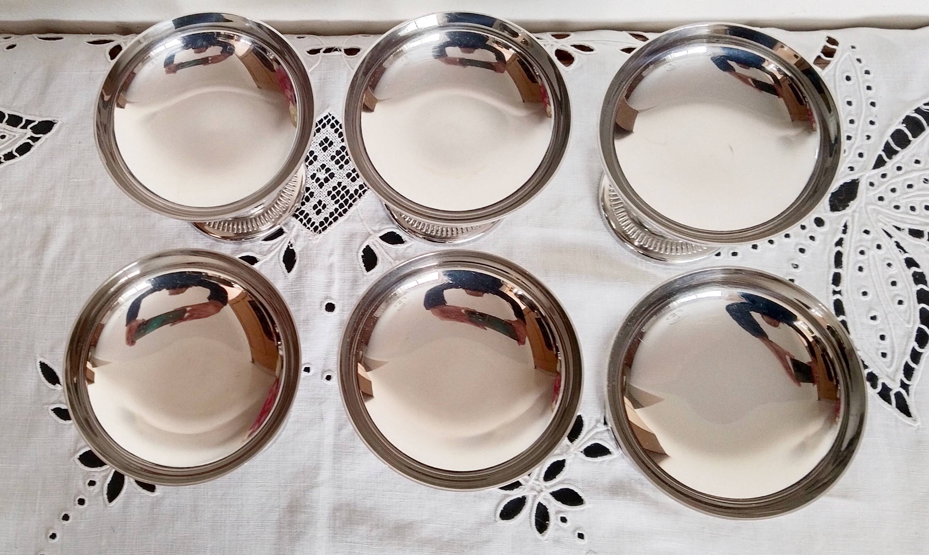 Ice cream or sorbet cups, set of 6, in 18/10 stainless steel (ref14)