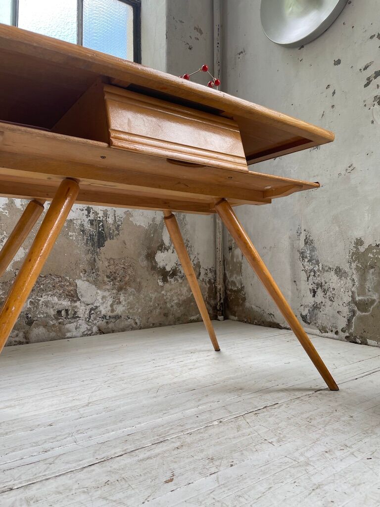 Vintage oak compass desk