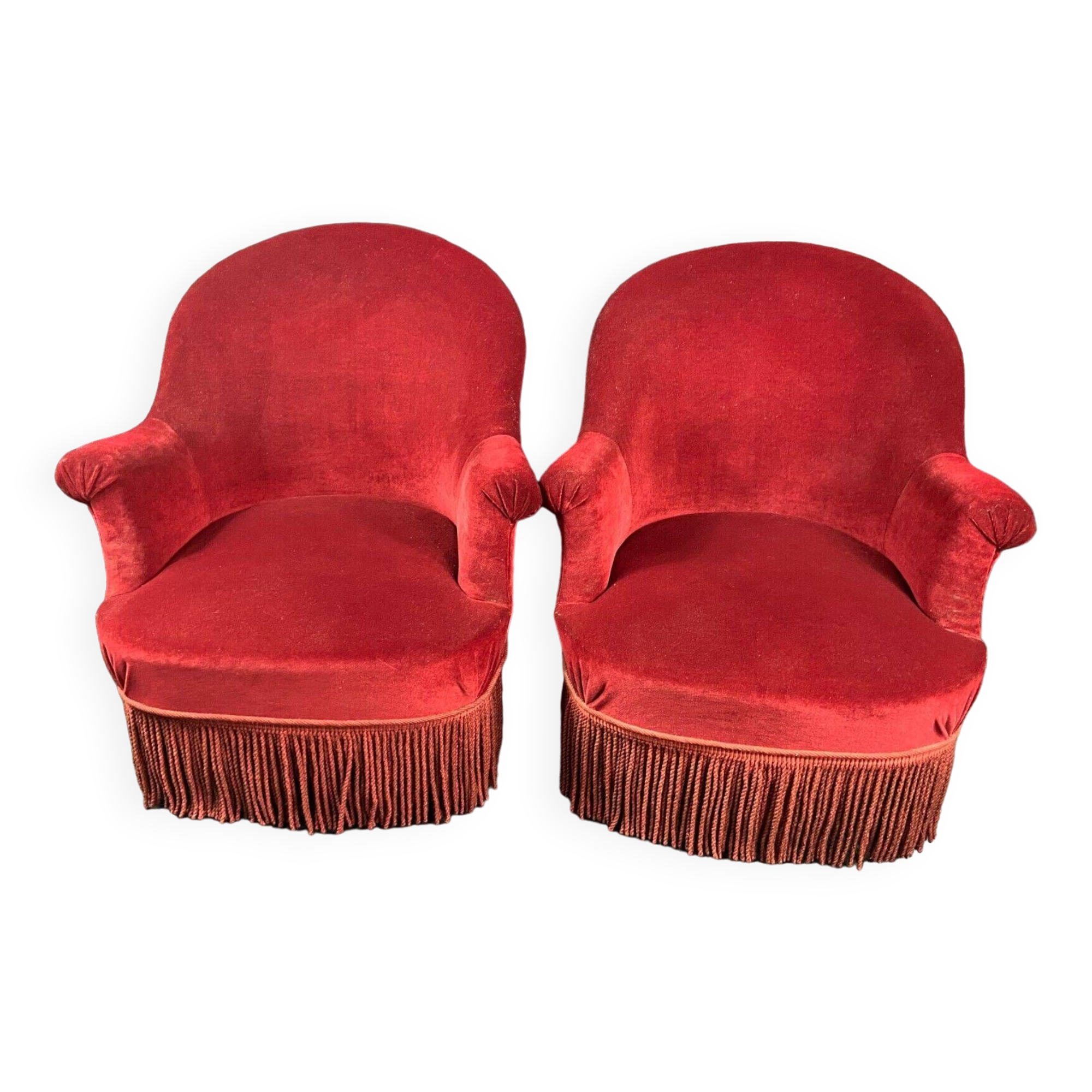 Pair of Napoleon III style toad armchairs