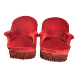 Pair of Napoleon III style toad armchairs