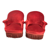 Pair of Napoleon III style toad armchairs