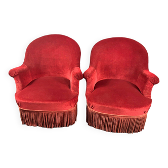 Pair of Napoleon III style toad armchairs
