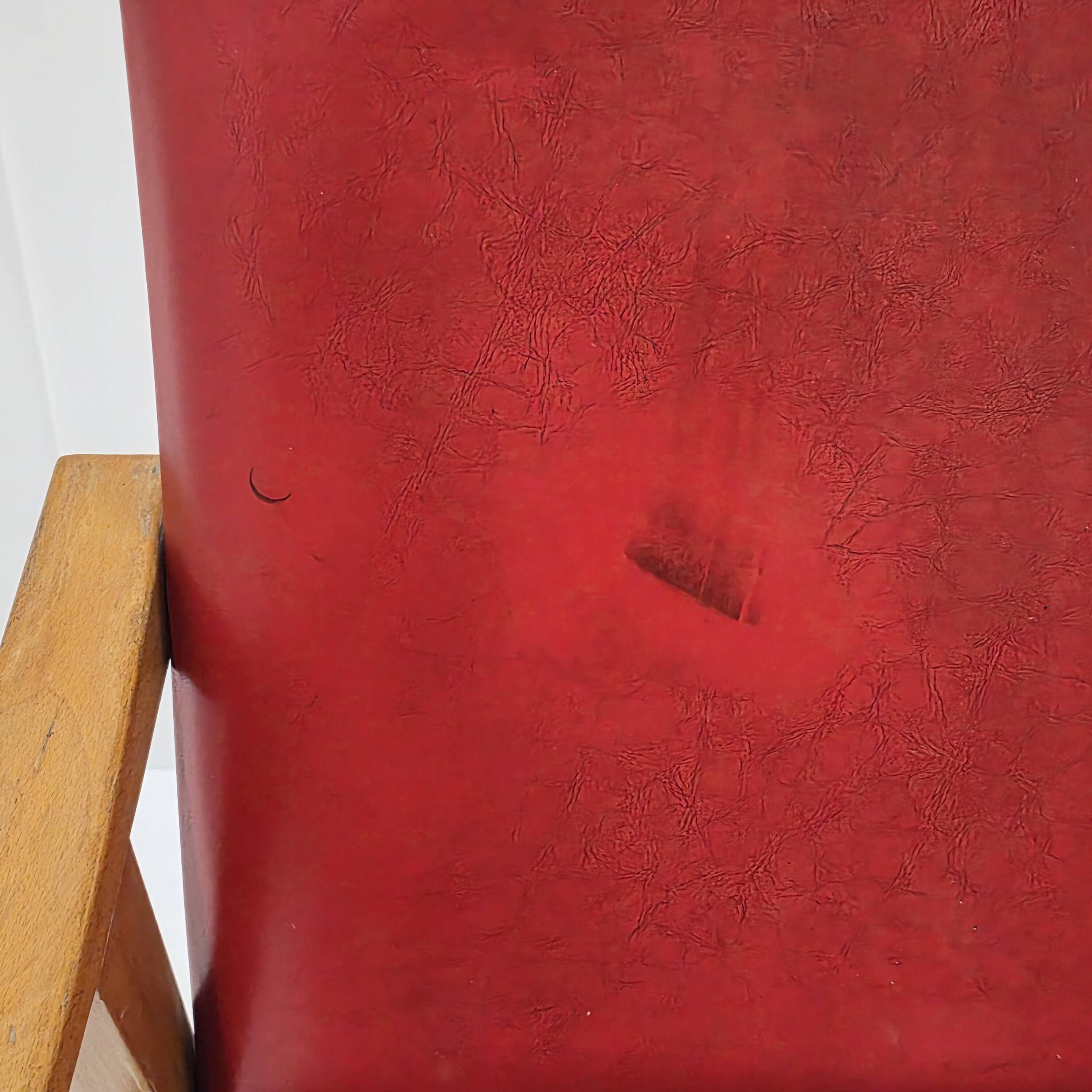 Fauteuil vintage pieds compas 1950