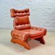 Brutalist Sculptured Brazilian Style Cognac Leather Lounge Chair, 1970s