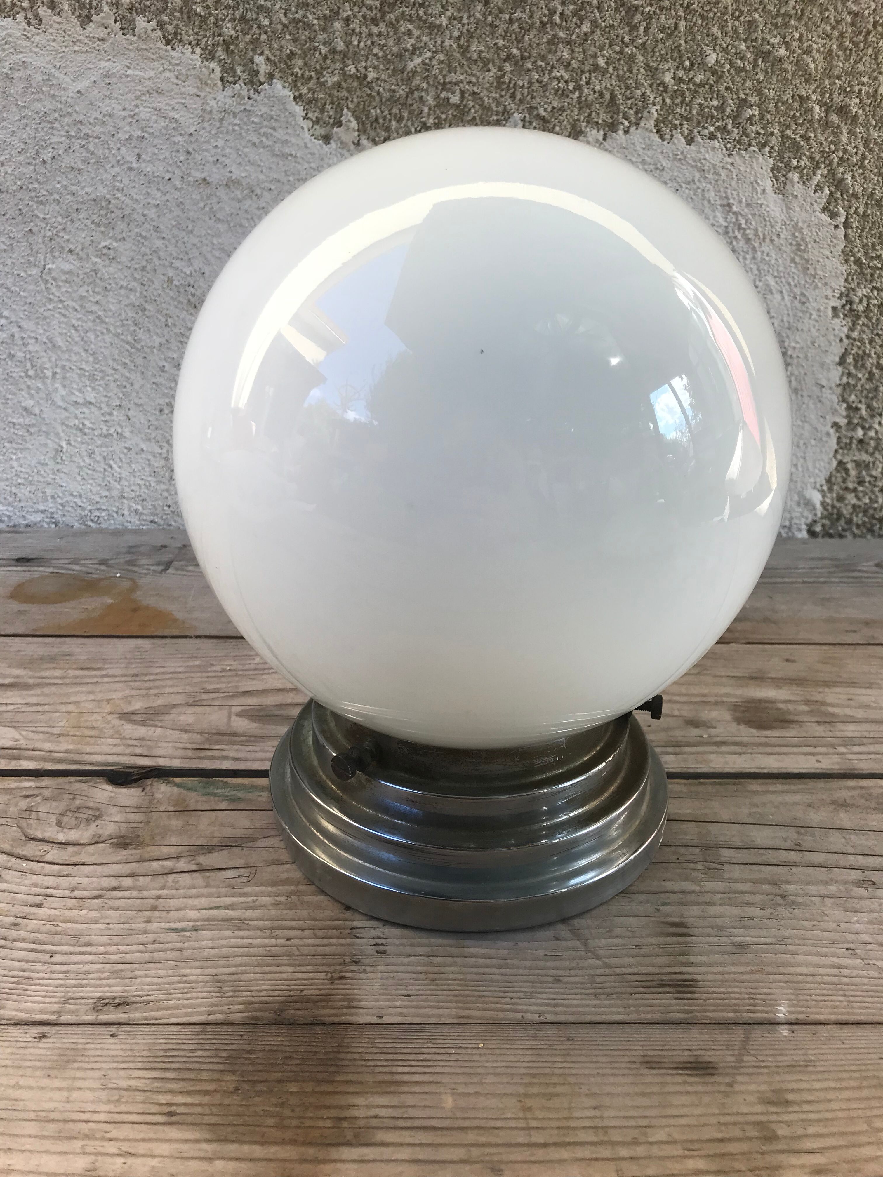 White opaline glass ball ceiling light