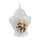 Opaline pendant lamp-Bird decoration-60s