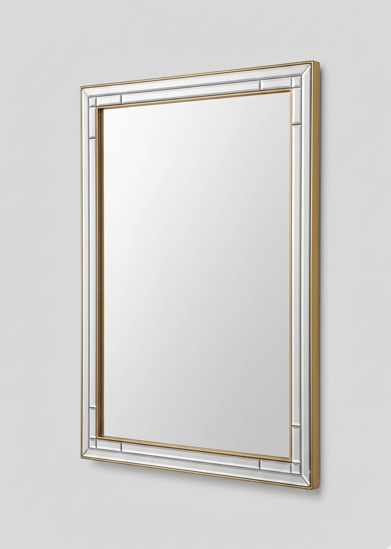 Miroir mural biseauté filet or