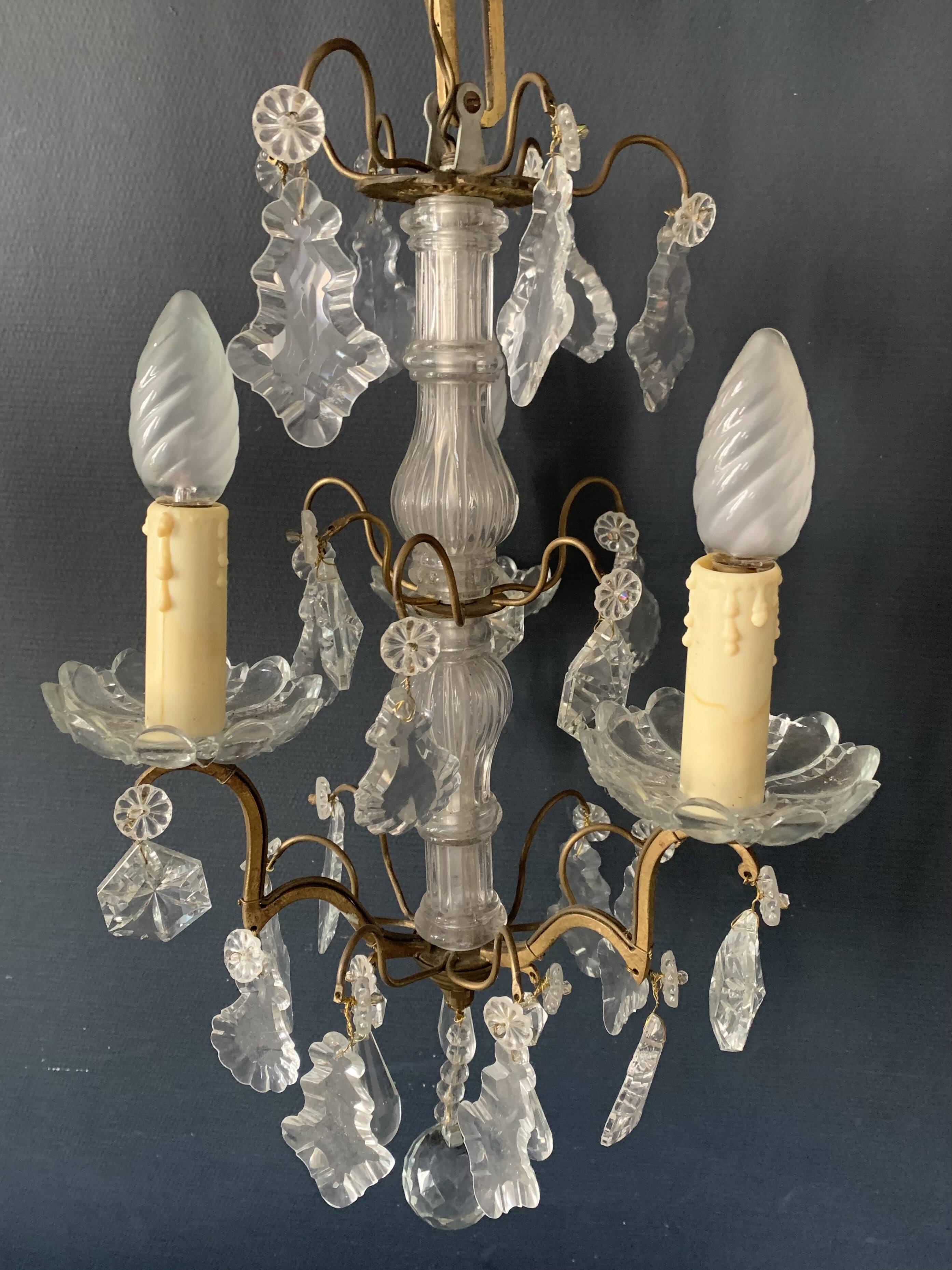 Gilt bronze chandelier with crystal pendants, early 20th century