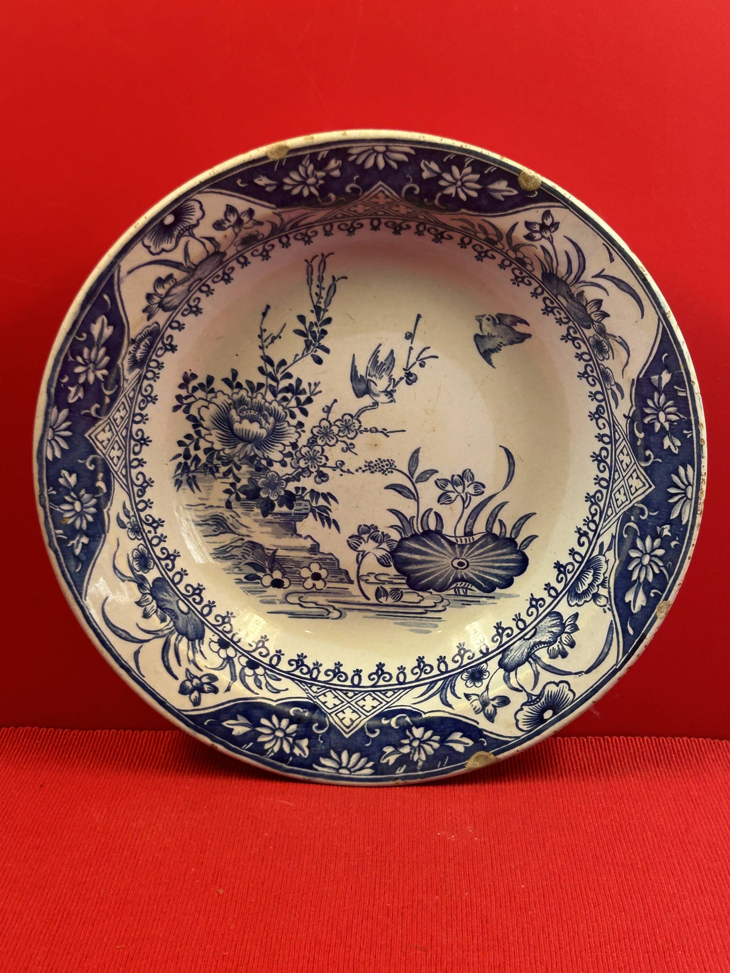 Shallow dish Creil and Montereau, Yedo, ideogram XIX century - 24.5 cm